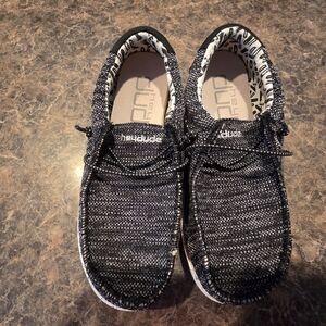 Unisex Hey Dude Black and White Loafers